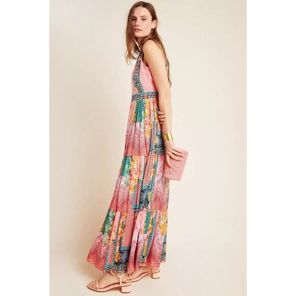 nwt ANTHROPOLOGIE BHANUNI by Jyoti sz 6 Alessandra maxi dress in pink - Picture 2 of 6